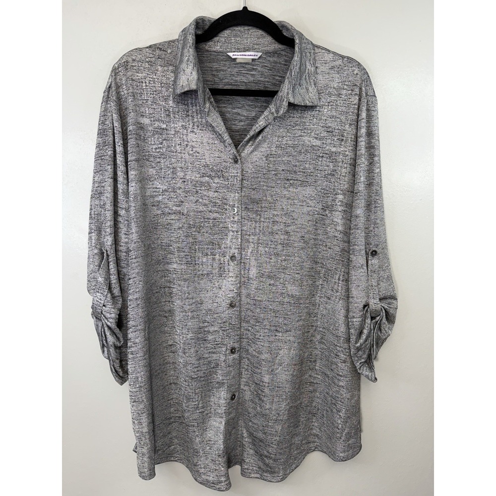 Silver Alison Daley Plus‎ Size Button Up Blouse Size 18